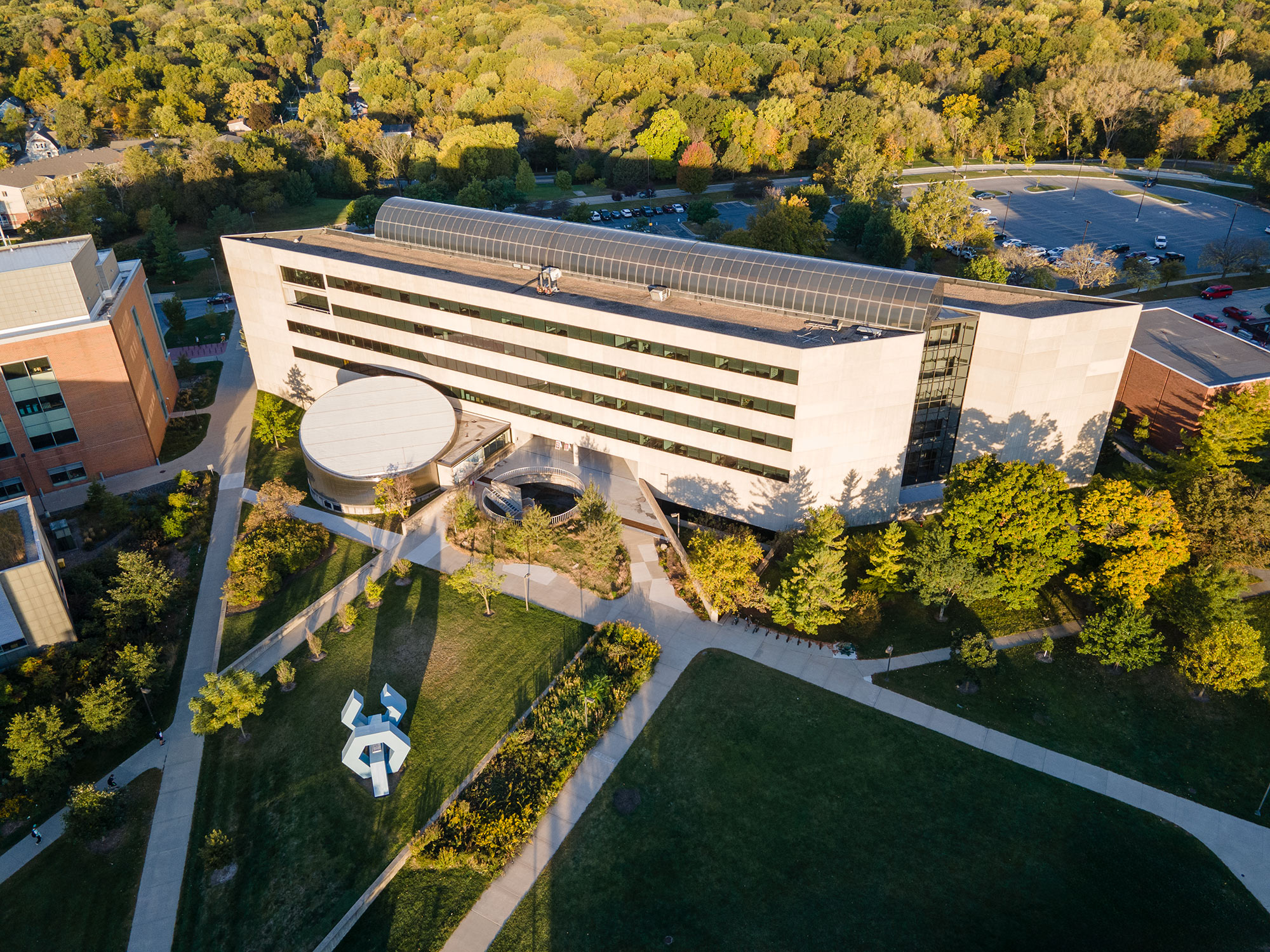 Drone footage of College of Design building